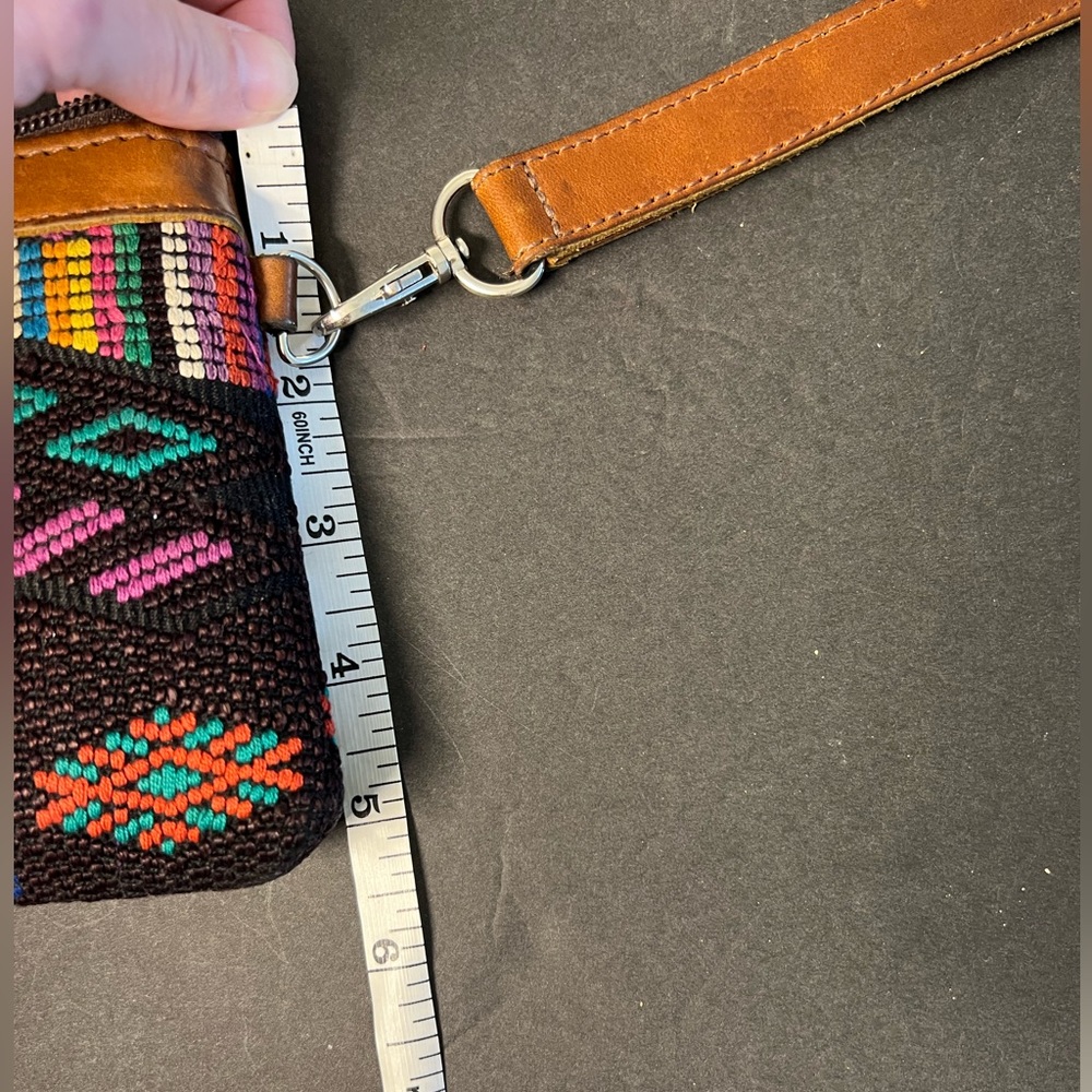 Nina and co Artisan handmade one of a kind  embroidered leather clutch bag purse - Picture 5 of 15